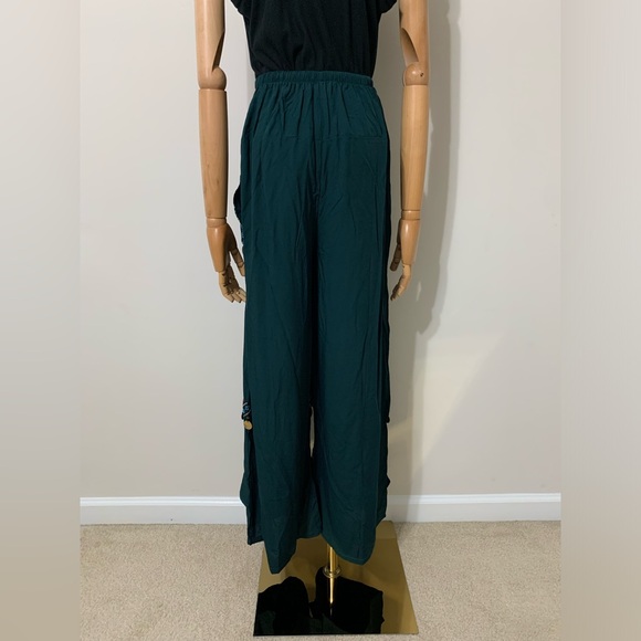 Teal / Petroleum Green Hobo Tatreez Wide Leg Pants - Picture 14 of 17